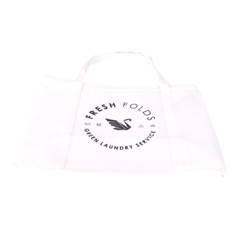 White Zipper Non-Woven Tote Bag