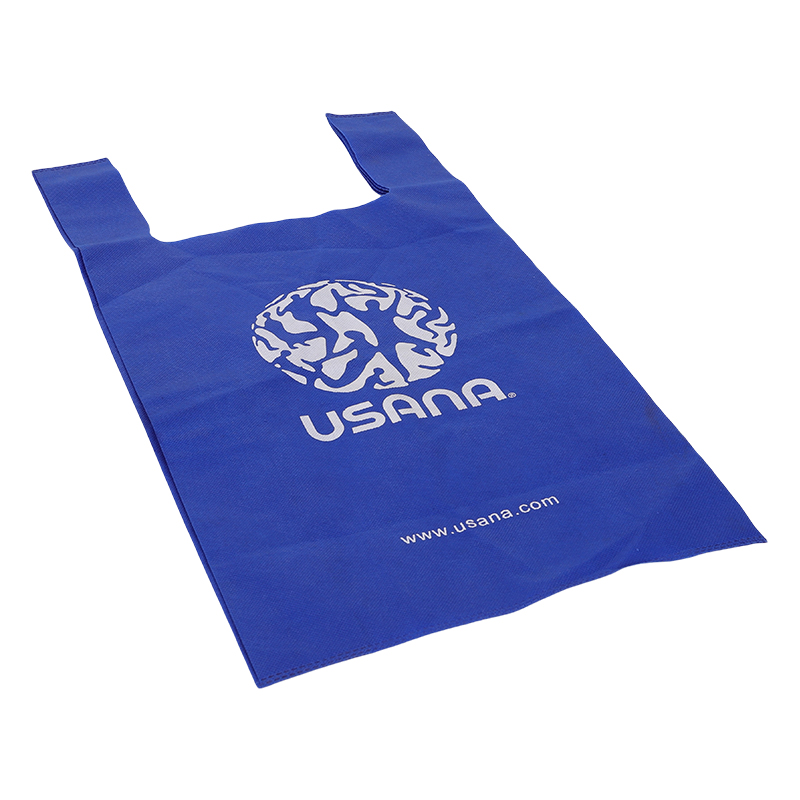 Blue Non Woven Vest Shopping Bag with Lightweight T Shirt Handle