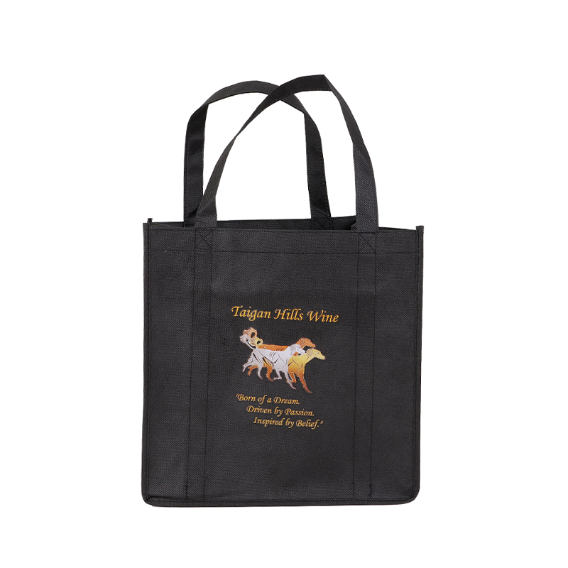 Black 6 Bottle Non Woven Wine Carrier Bag with Strong Divider Structure