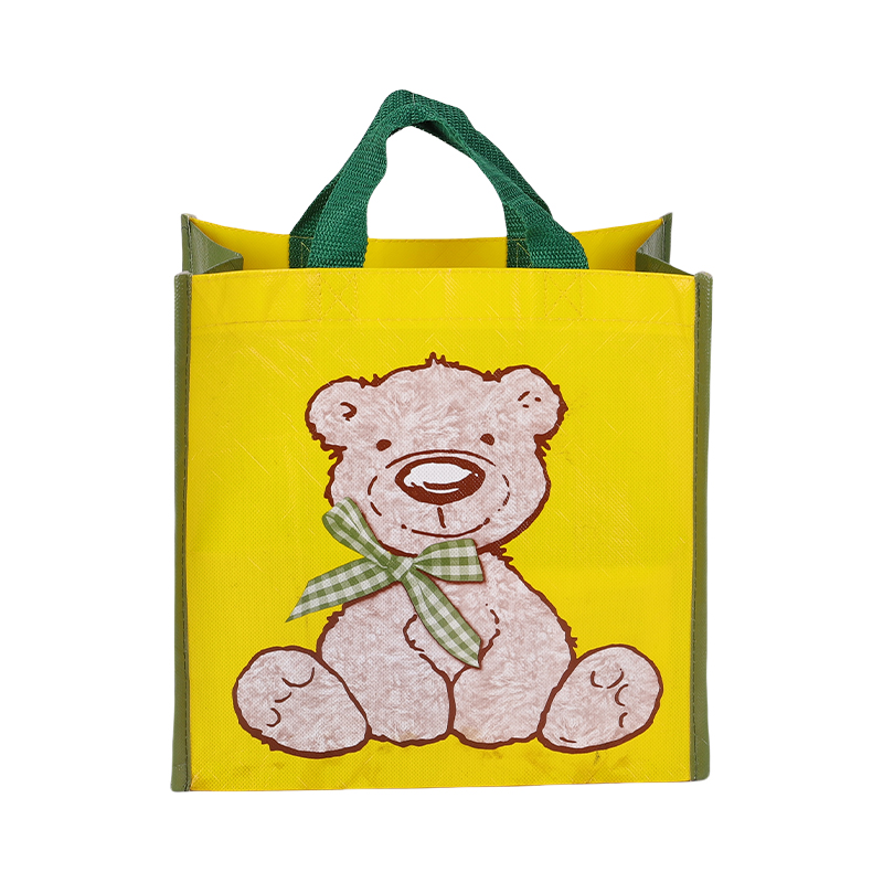 Small Laminated Tote Bags with Cartoon Print and Webbing Handles