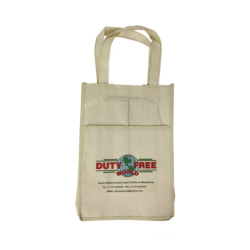 Custom Non Woven 4 Bottle Wine Bottle Bag with Front Pocket