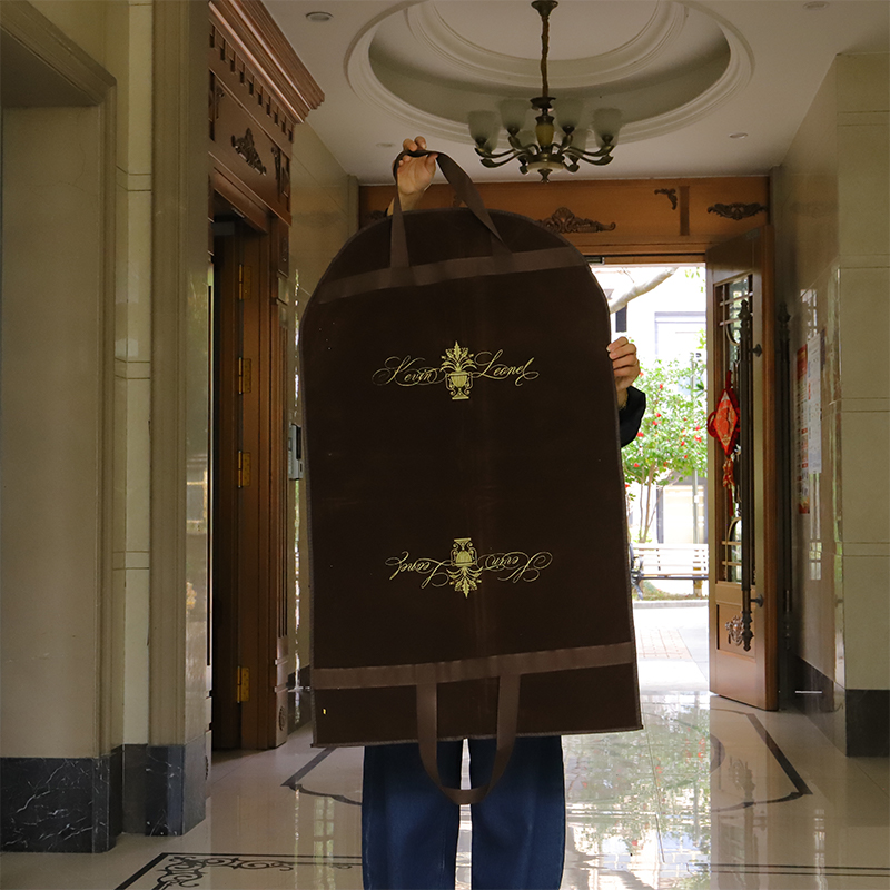 Flocked Velvet Panel Garment Bag with Non Woven Body