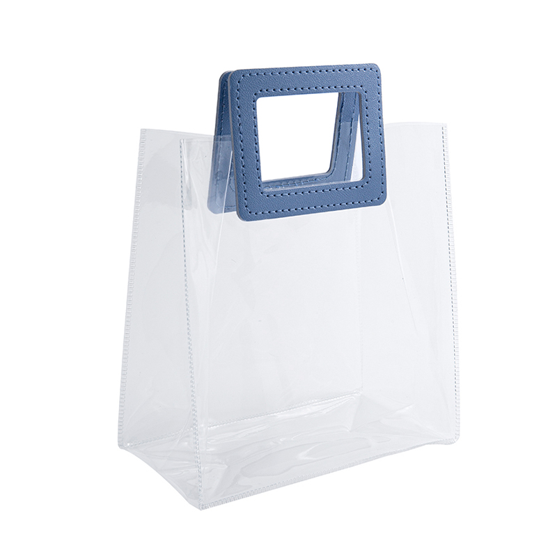 Clear PVC Gift Bag with Frosted Trapezoid Handle