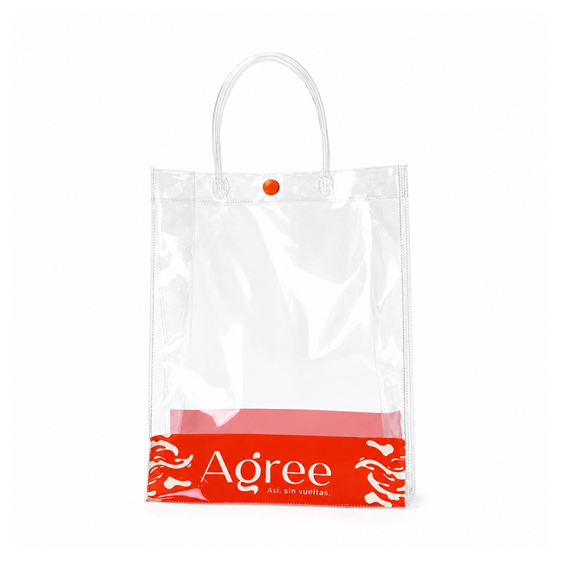 Fully Clear PVC Beach Tote with Bold Bottom Print Panel
