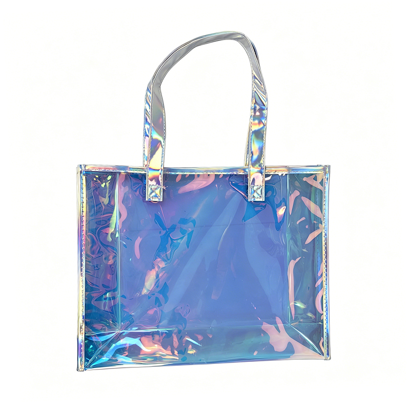 Reinforced Iridescent PVC Tote Bag with Edge Binding