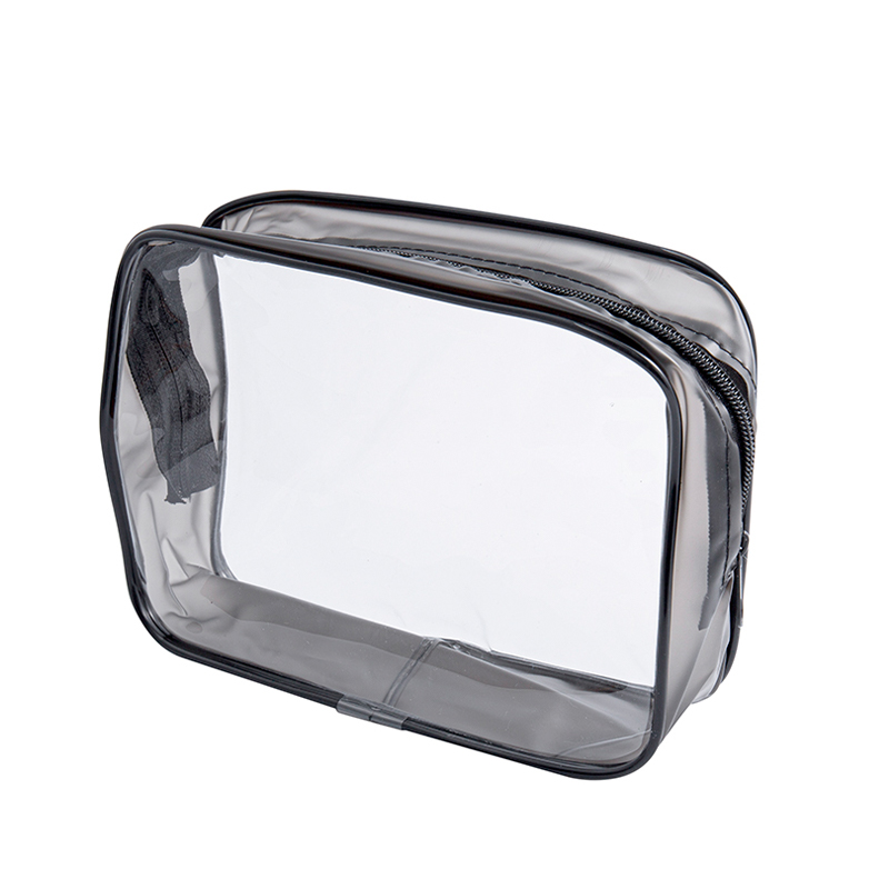 Small PVC Cosmetic Pouch with Paneled Side Construction