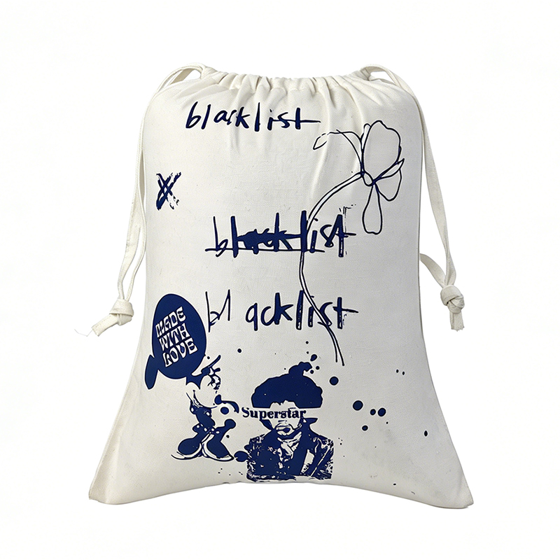 Small Custom Drawstring Bags with Full-Color Graphic Printing