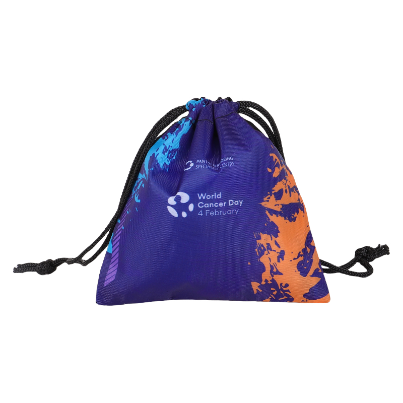 Soccer Drawstring Bag with Blue Black and Orange Color Block Design