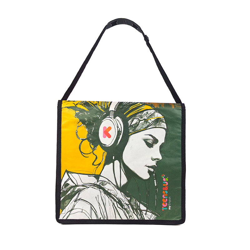 Kraft Paper Shoulder Bag with Full-Color Printed Flap Cover