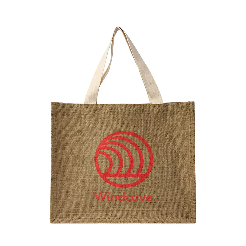 Printed Jute Tote Bags with Square Structured Body
